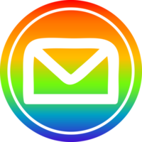 envelope carta circular ícone com arco Iris gradiente terminar png