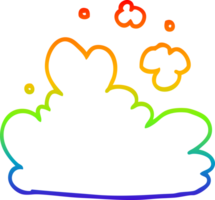 rainbow gradient line drawing of a cartoon cloud png