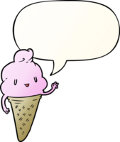 cute cartoon ice cream with speech bubble in smooth gradient style png