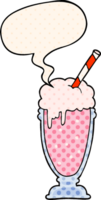 cartoon milkshake with speech bubble in comic book style png