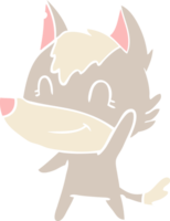 lobo de desenho animado de estilo de cor plana amigável png