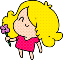 cartoon illustration of a cute kawaii girl png