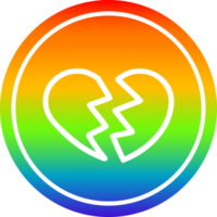 gebrochen Herz kreisförmig Symbol mit Regenbogen Gradient Fertig png