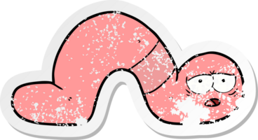 distressed sticker of a cartoon tired worm png