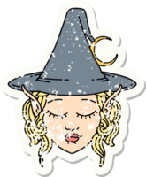 grunge sticker of a elf mage character face png