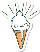 sticker of a tattoo style ice cream character png