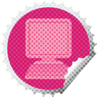 computadora icono circular peladura pegatina png ilustración