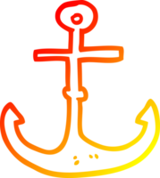 warm gradient line drawing of a cartoon ship anchor png