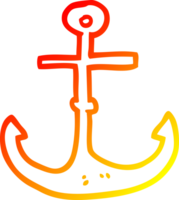 warm helling lijn tekening van een tekenfilm schip anker png