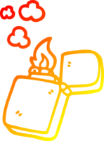 warm gradient line drawing of a cartoon gold lighter png