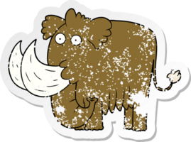 distressed sticker of a cartoon mammoth png