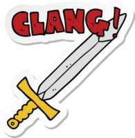 sticker of a cartoon clanging sword png