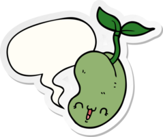 cute cartoon seed sprouting with speech bubble sticker png