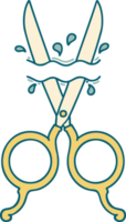 iconic tattoo style image of barber scissors png