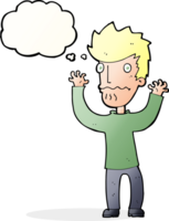 cartoon frightened man with thought bubble png