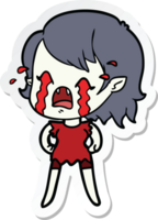 sticker of a cartoon crying vampire girl png