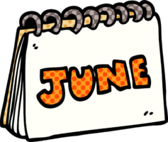 cartoon doodle calendar showing month of june png