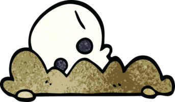 cartoon doodle skull in dirt png