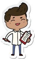 sticker of a cartoon laughing salesman png