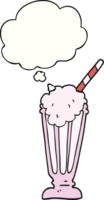 tekenfilm milkshake met gedachte bubbel png