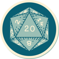 sticker of tattoo in traditional style of a d20 dice png