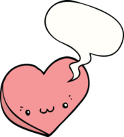 dibujos animados amor corazón con cara con habla burbuja png