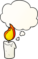 cartoon candle with thought bubble in smooth gradient style png