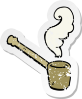 retro bedrövad klistermärke av en tecknad serie rör rökning png