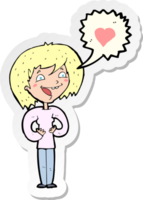 sticker of a cartoon woman in love png