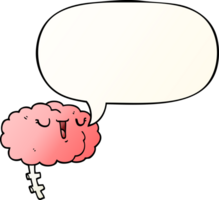 happy cartoon brain with speech bubble in smooth gradient style png