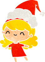 hand drawn christmas retro cartoon of kawaii girl png