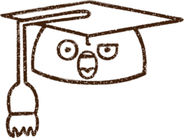 gorro de graduación dibujo al carboncillo png