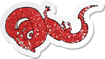 retro distressed sticker of a cartoon chinese dragon png