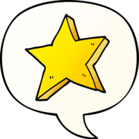 cartoon star with speech bubble in smooth gradient style png