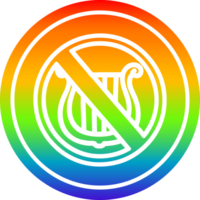 Nein Musik- kreisförmig Symbol mit Regenbogen Gradient Fertig png