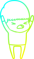 cold gradient line drawing of a cartoon stressed man png