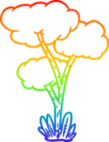 rainbow gradient line drawing of a Cartoon tree png