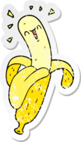 distressed sticker of a cartoon banana png