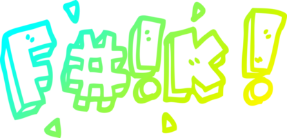 cold gradient line drawing of a cartoon swear word png