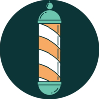 image emblématique de style tatouage d'un poteau de barbier png