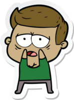 sticker of a cartoon tired man png