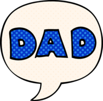 cartoon word dad with speech bubble in comic book style png