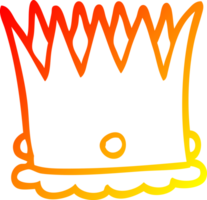 warm gradient line drawing of a cartoon royal crown png