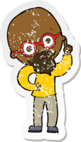 retro distressed sticker of a cartoon old man png