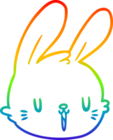 rainbow gradient line drawing of a cartoon rabbit face png