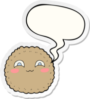 cartoon biscuit with speech bubble sticker png