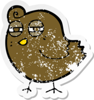 retro noodlijdende sticker van een grappige cartoonvogel png