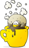 drawn cartoon donut dunked in coffee png