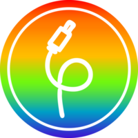 elétrico plugue circular ícone com arco Iris gradiente terminar png