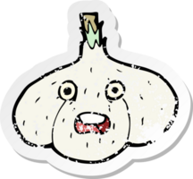 retro distressed sticker of a cartoon garlic png